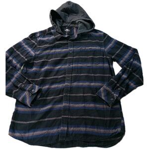 O'Neill Standard Fit Flannel Button Down Shirt  Large Blue Plaid Lightweigh